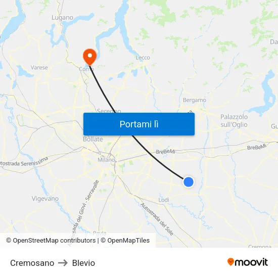 Cremosano to Blevio map
