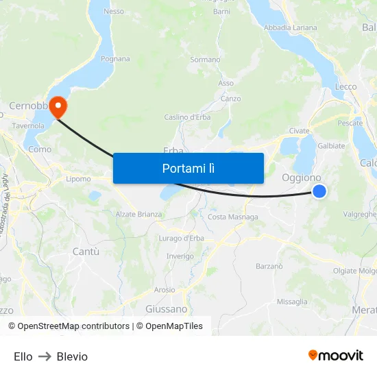 Ello to Blevio map