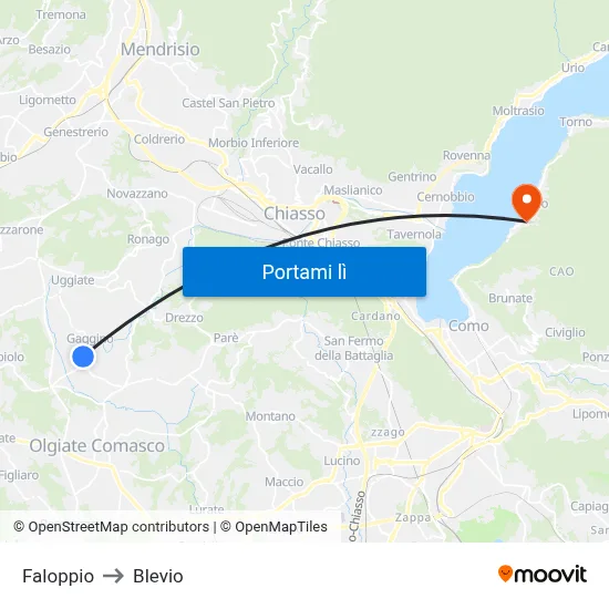 Faloppio to Blevio map