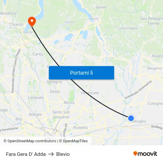 Fara Gera D' Adda to Blevio map