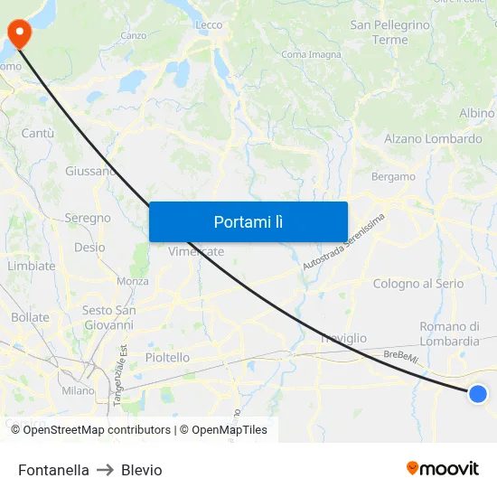Fontanella to Blevio map