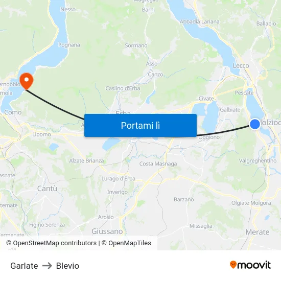 Garlate to Blevio map