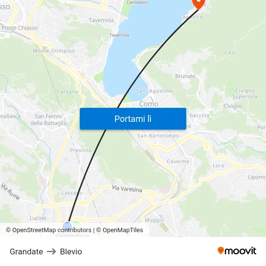 Grandate to Blevio map