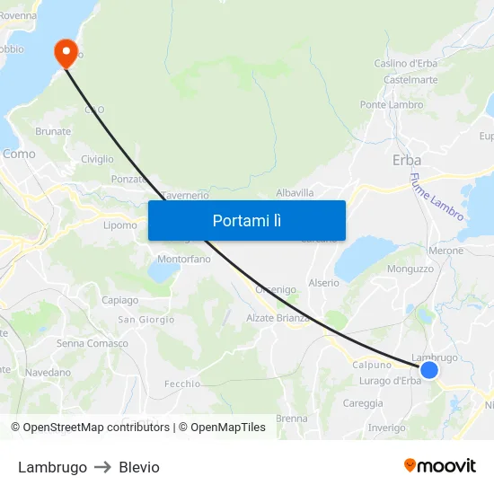 Lambrugo to Blevio map