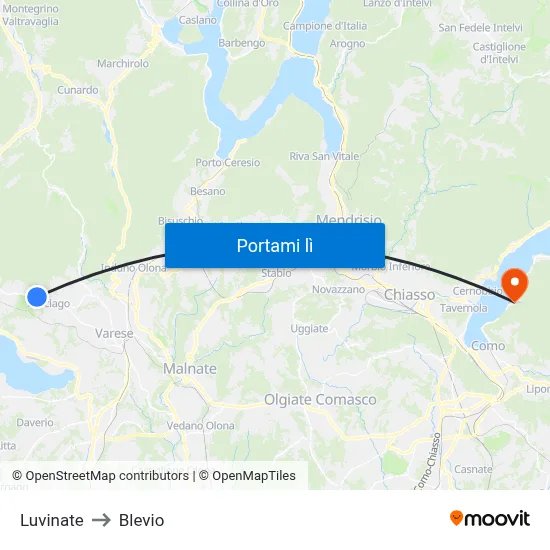 Luvinate to Blevio map