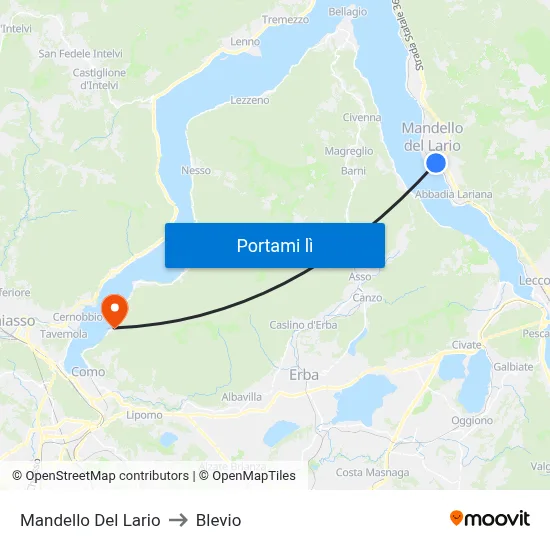 Mandello Del Lario to Blevio map