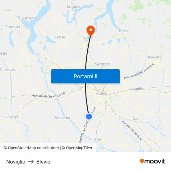 Noviglio to Blevio map