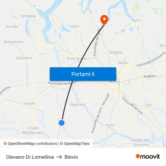 Olevano Di Lomellina to Blevio map