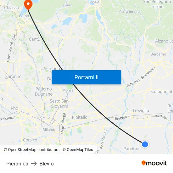 Pieranica to Blevio map