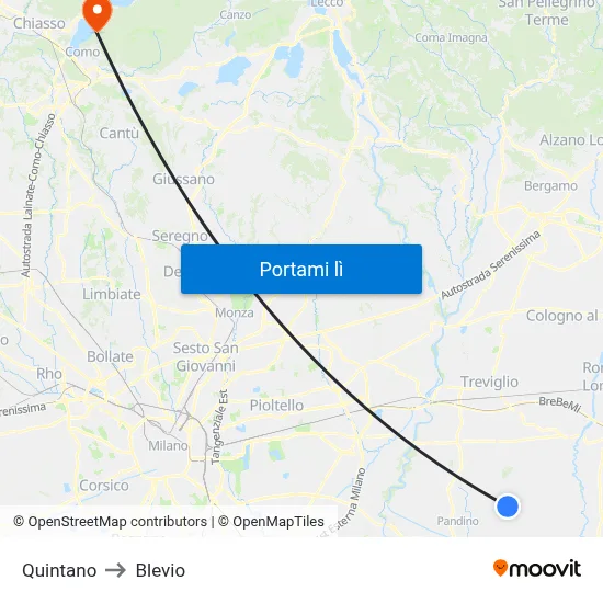 Quintano to Blevio map