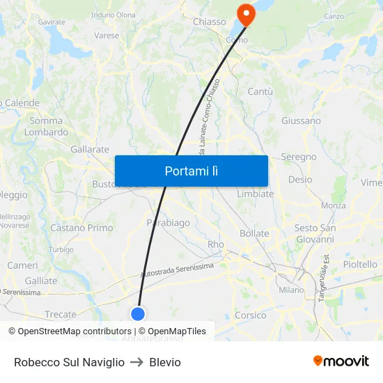 Robecco Sul Naviglio to Blevio map