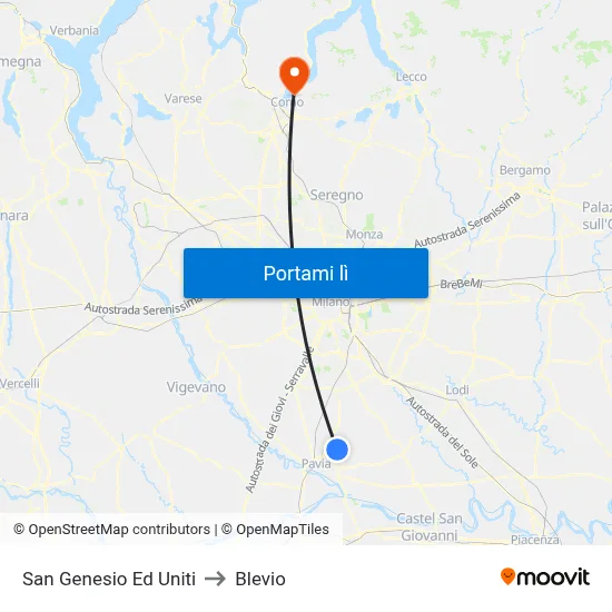 San Genesio Ed Uniti to Blevio map