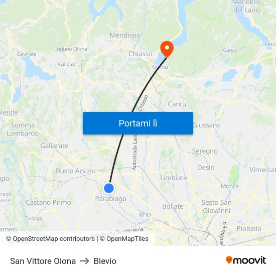 San Vittore Olona to Blevio map