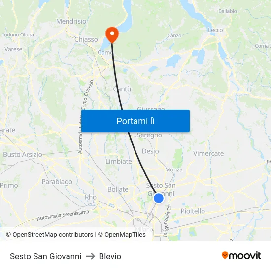 Sesto San Giovanni to Blevio map