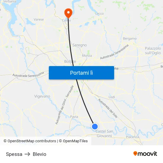 Spessa to Blevio map