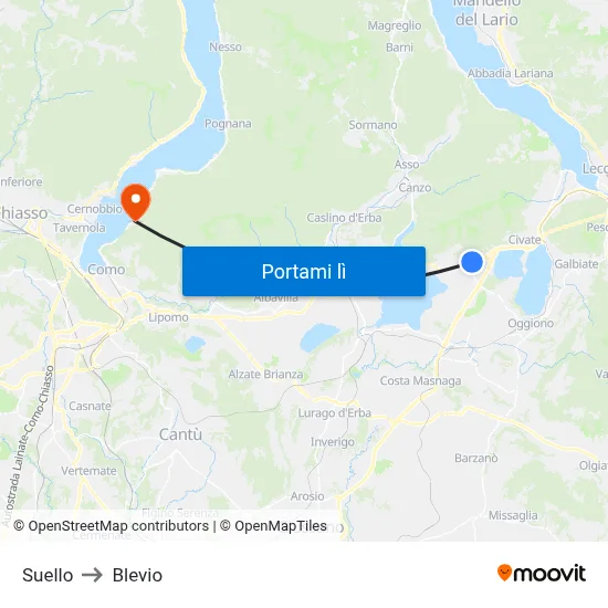 Suello to Blevio map