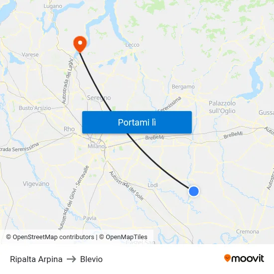Ripalta Arpina to Blevio map