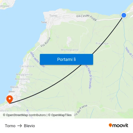 Torno to Blevio map