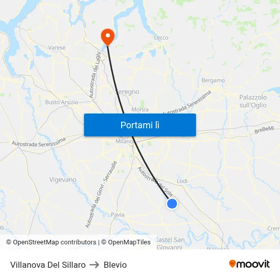 Villanova Del Sillaro to Blevio map