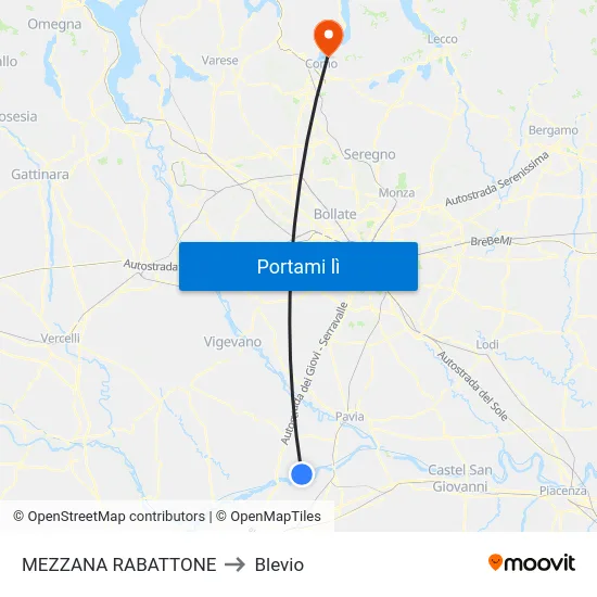MEZZANA RABATTONE to Blevio map