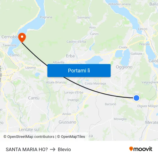 SANTA MARIA HO? to Blevio map
