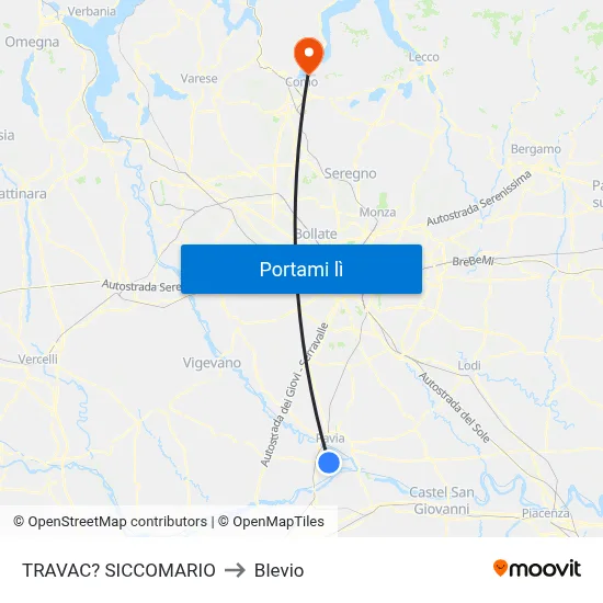 TRAVAC? SICCOMARIO to Blevio map