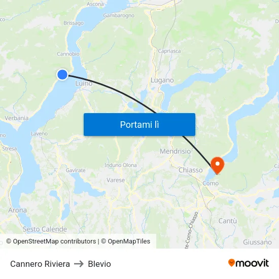 Cannero Riviera to Blevio map