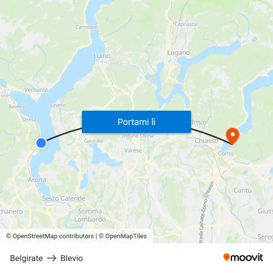 Belgirate to Blevio map