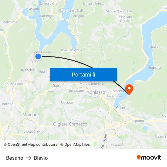 Besano to Blevio map