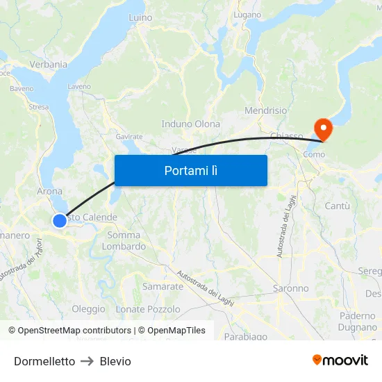 Dormelletto to Blevio map