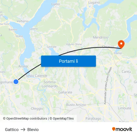 Gattico to Blevio map
