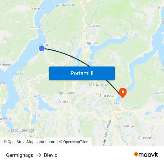 Germignaga to Blevio map