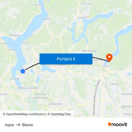 Ispra to Blevio map