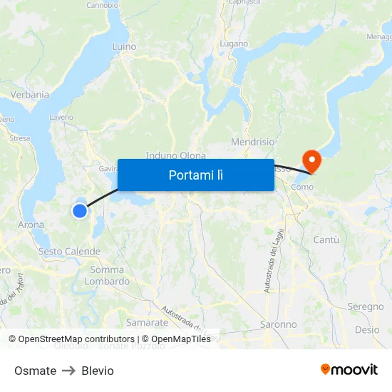Osmate to Blevio map