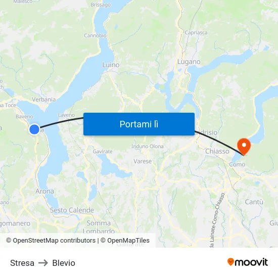 Stresa to Blevio map