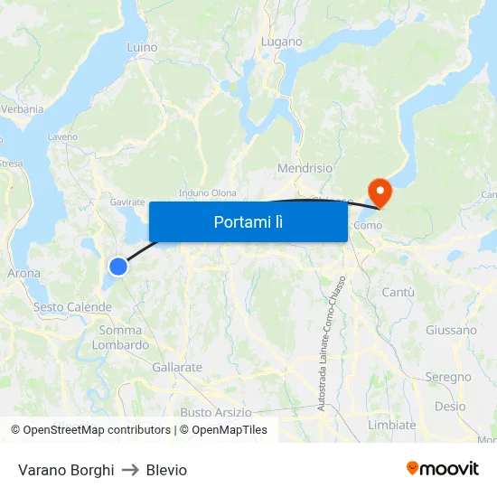 Varano Borghi to Blevio map