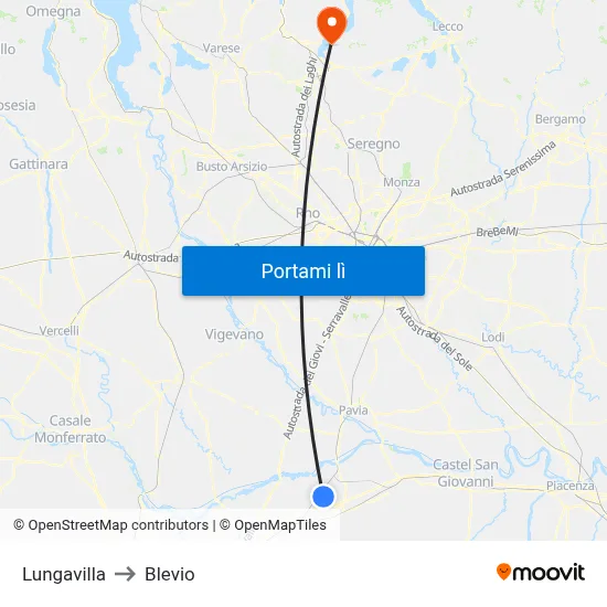 Lungavilla to Blevio map