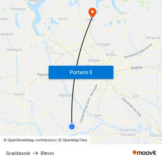 Scaldasole to Blevio map