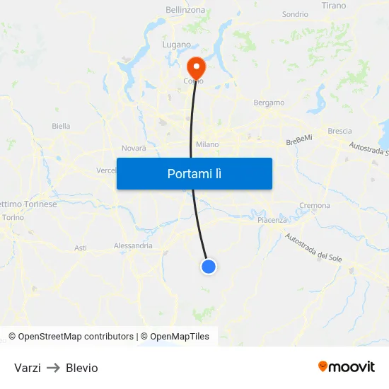 Varzi to Blevio map