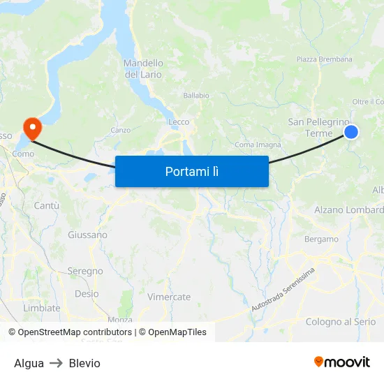 Algua to Blevio map