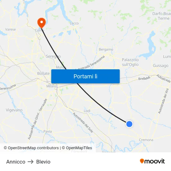 Annicco to Blevio map