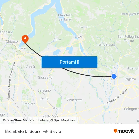 Brembate Di Sopra to Blevio map