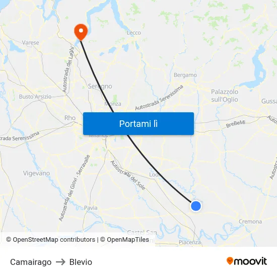 Camairago to Blevio map