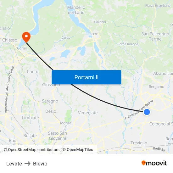Levate to Blevio map