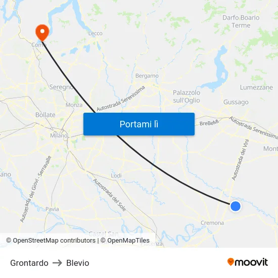 Grontardo to Blevio map