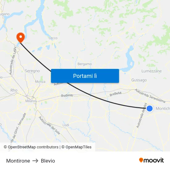 Montirone to Blevio map