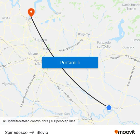 Spinadesco to Blevio map