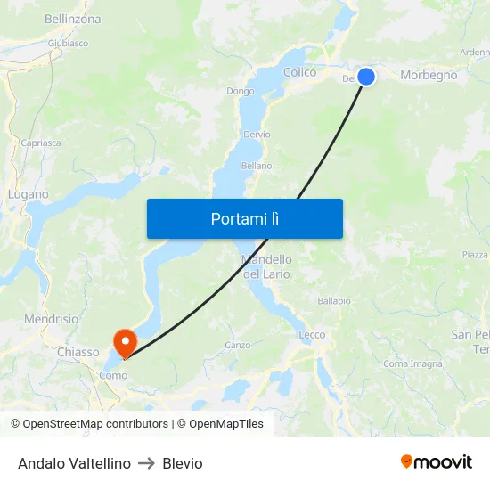 Andalo Valtellino to Blevio map