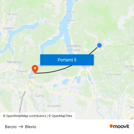 Barzio to Blevio map