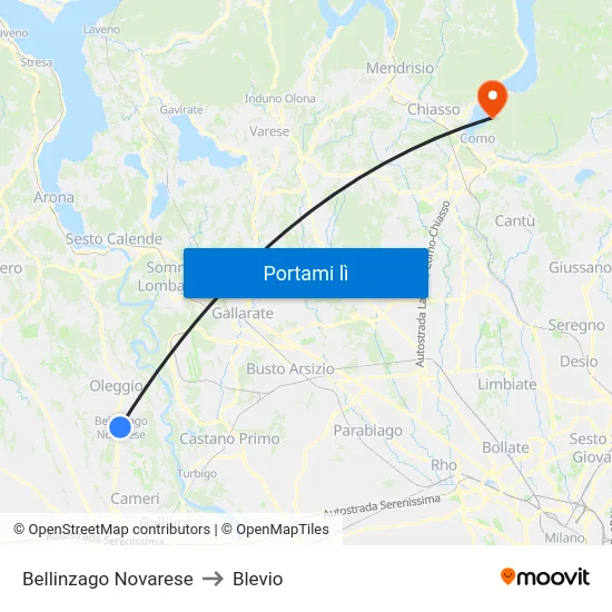 Bellinzago Novarese to Blevio map
